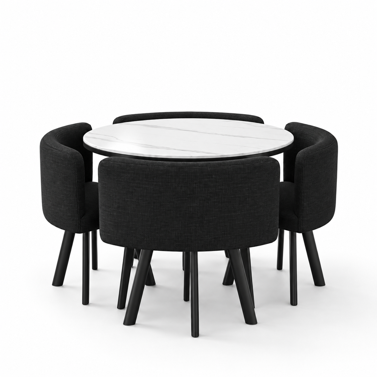 VLADI SET 4X CRNA STOLICA PLATNO + BIJELI STOL