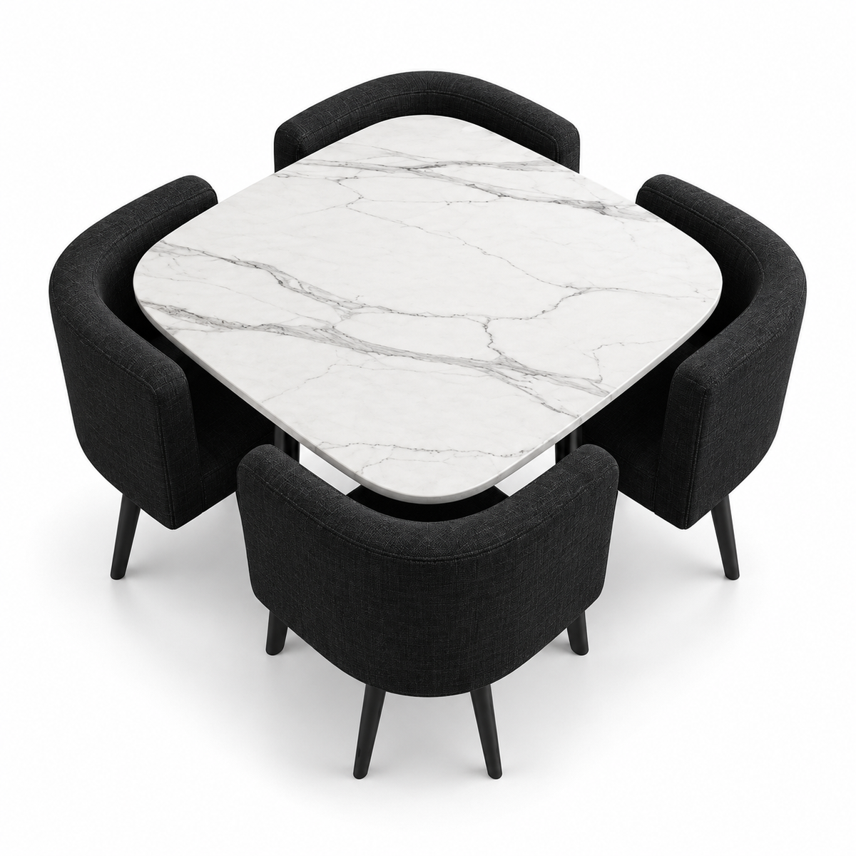 SKAYA SET 4X CRNA STOLICA PLATNO + BIJELI STOL