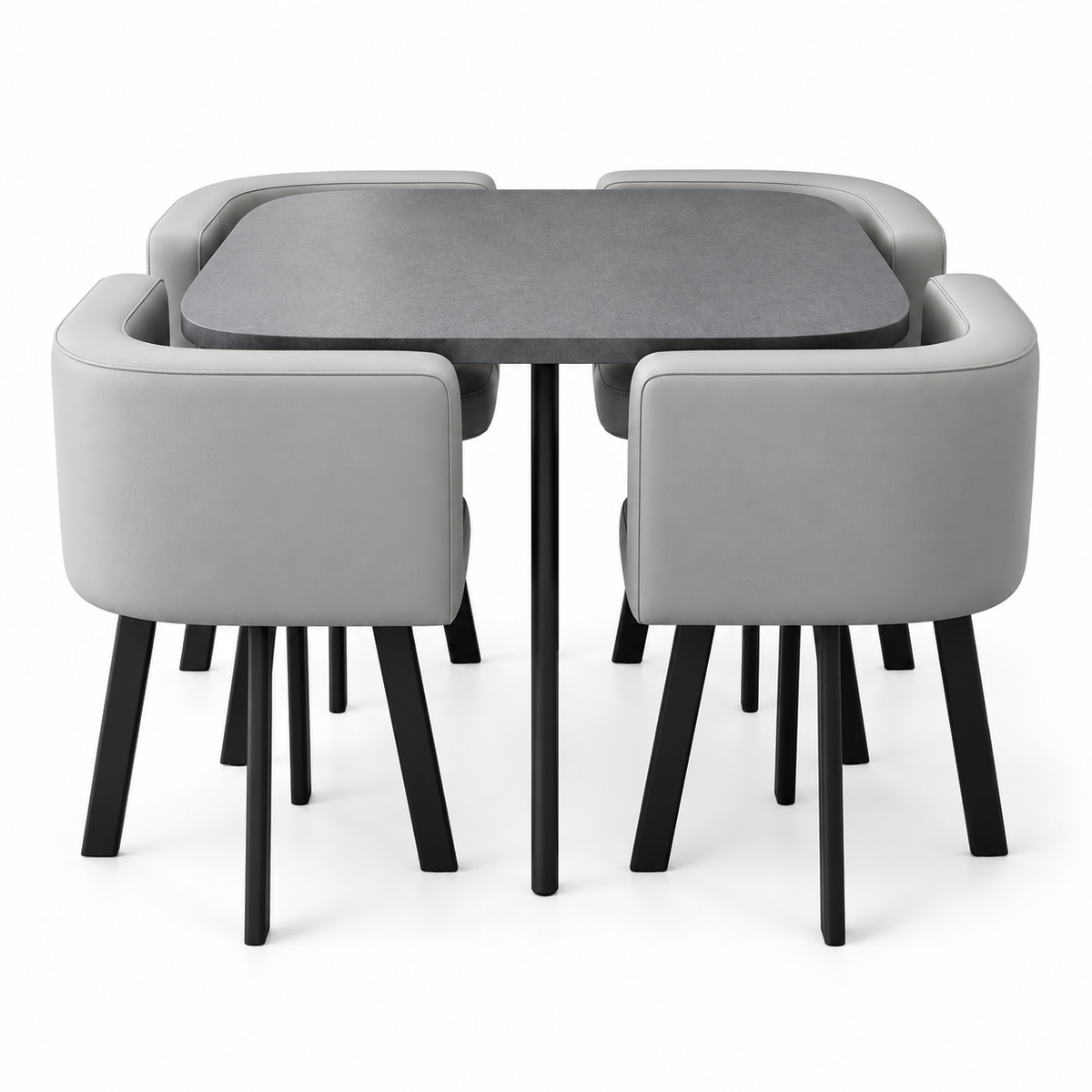 SKAYA SET 4X SVJETLO SIVA STOLICA KOŽA + SIVI STOL