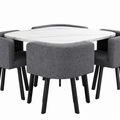 SKAYA SET 4X TAMNO SIVA STOLICA FABRIC + BIJELI STOL