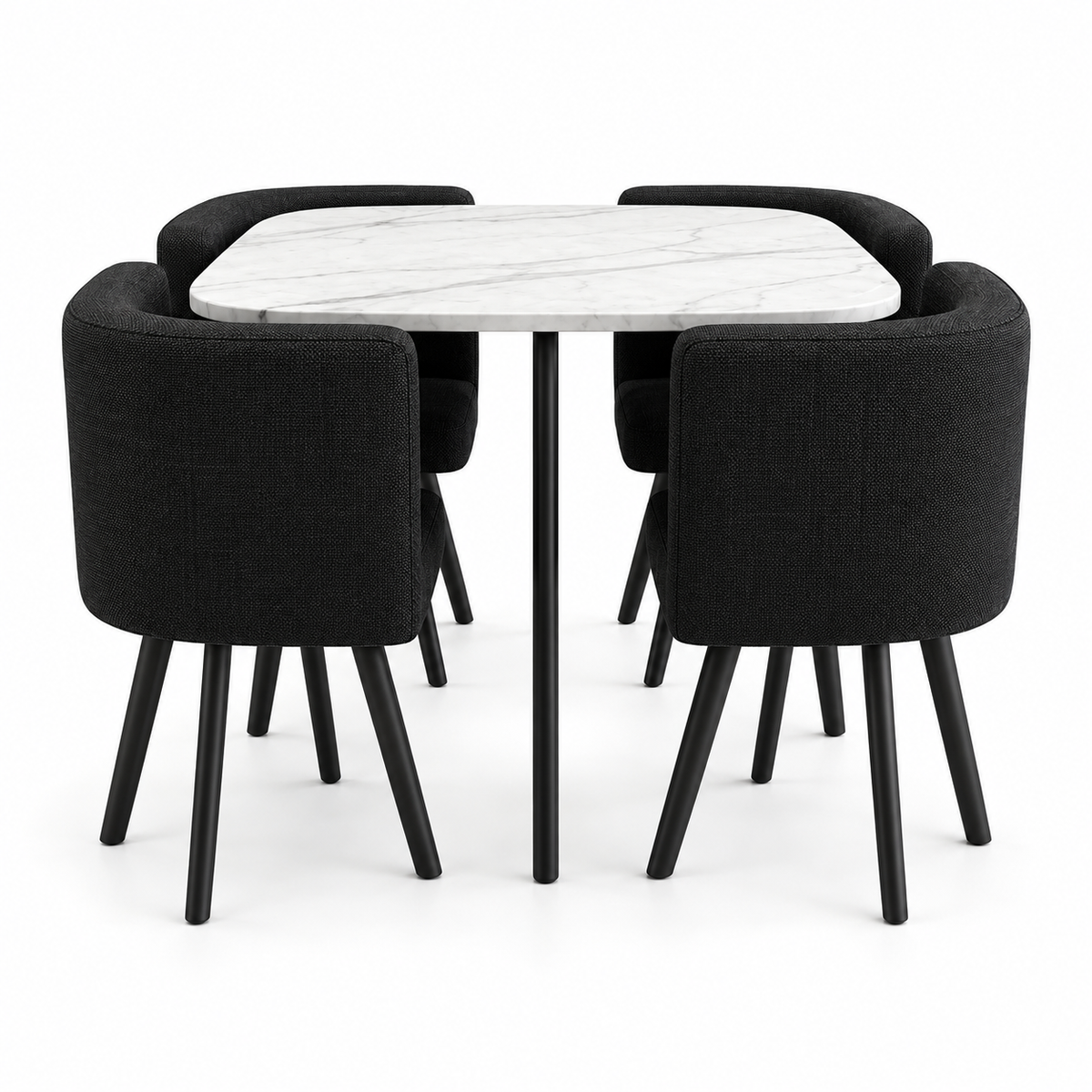 SKAYA SET 4X CRNA STOLICA PLATNO + BIJELI STOL