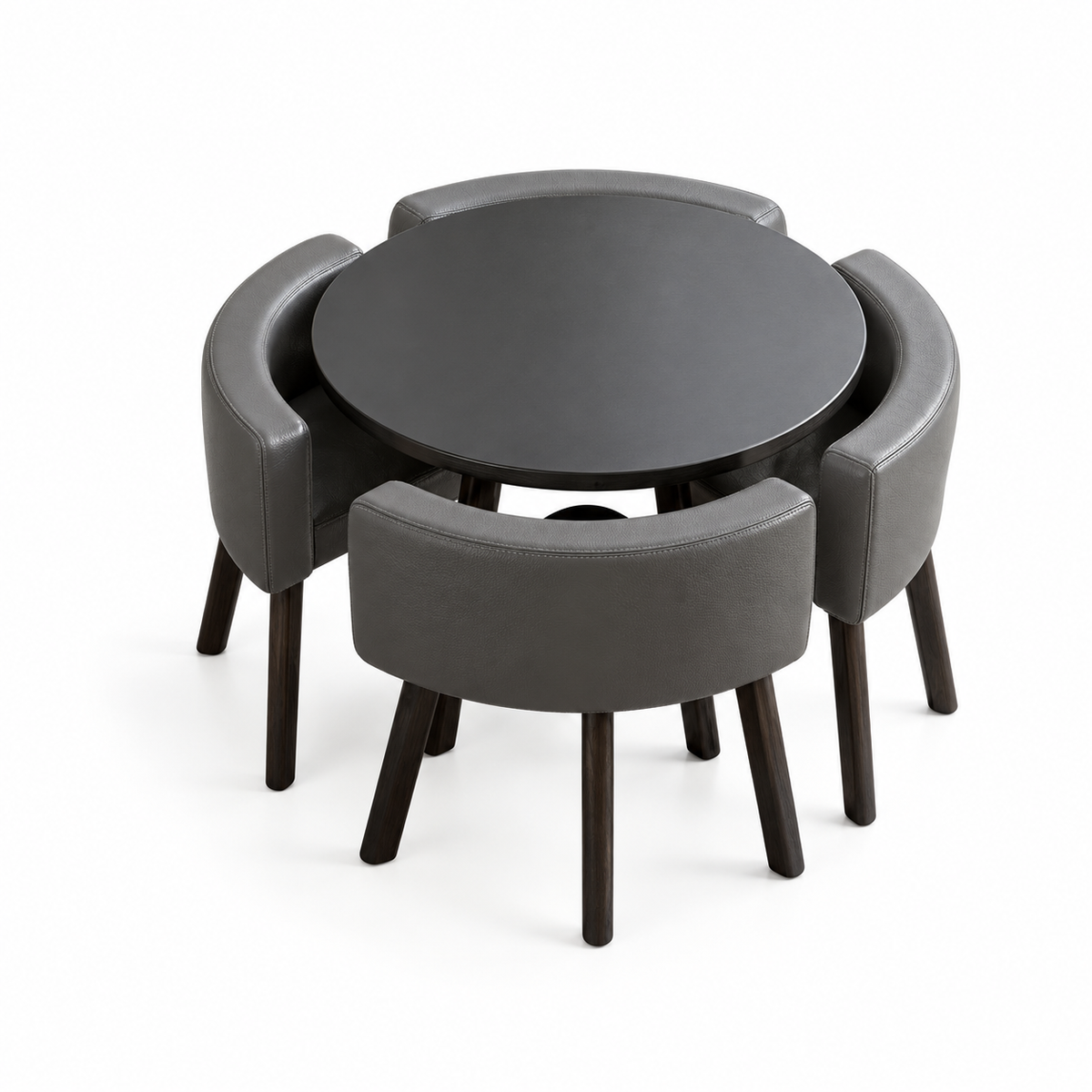 VLADI SET 4X TAMNO SIVA STOLICA PU + SIVI STOL