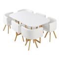 SEATRA SET 6X BIJELA STOLICA PU + BIJELI STOL