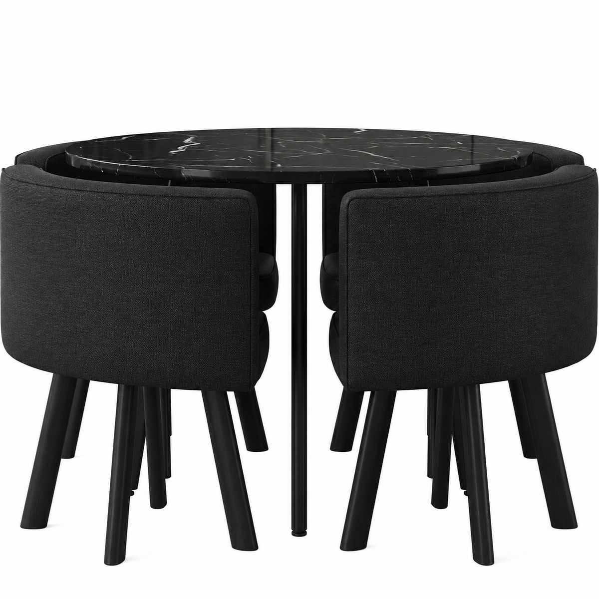 VLADI SET 4X CRNA STOLICA PLATNO + CRNI KAMENI STOL