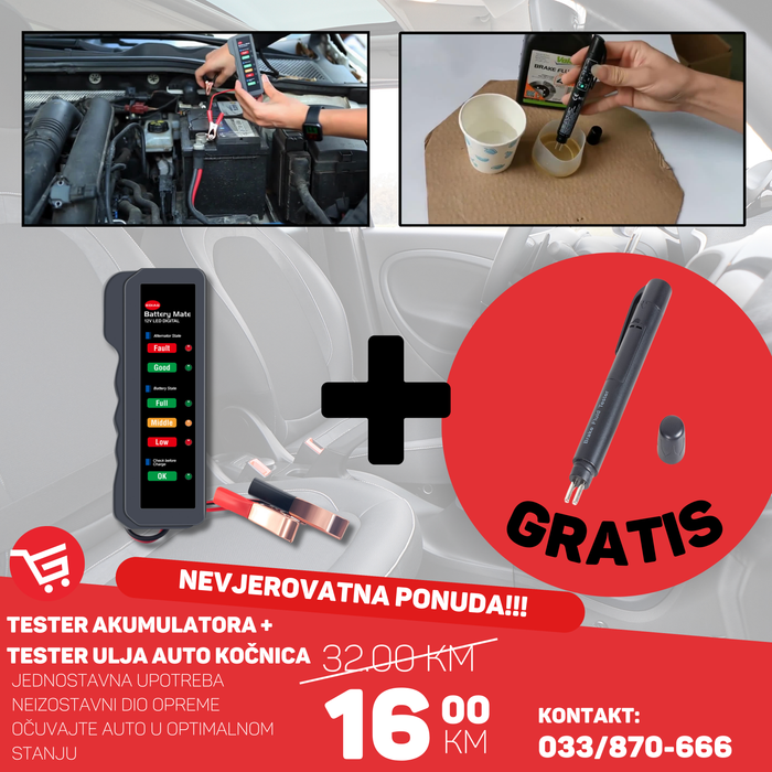 TESTER AKUMULATORA/ALTERNATORA + TESTER ULJA KOČNICA