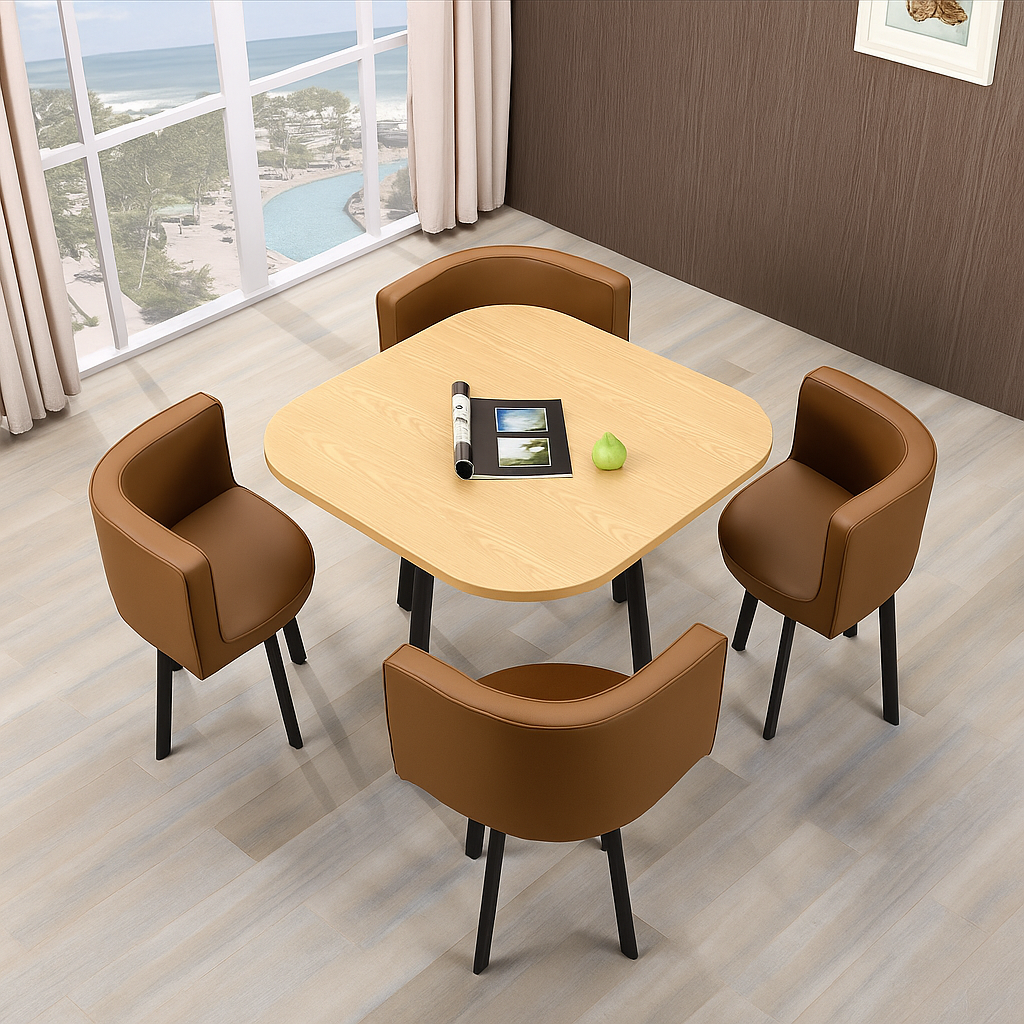 SKAYA SET 4X SMEĐA STOLICA PU + SMEĐI STOL