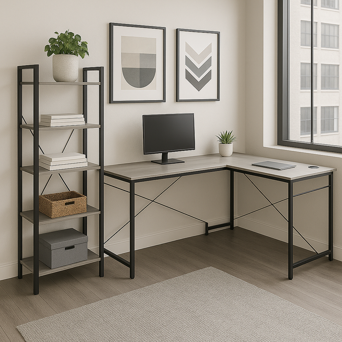 SET BRIM KANCELARIJSKI STOL SIVI + DOCK POLICA SIVA 150 CM