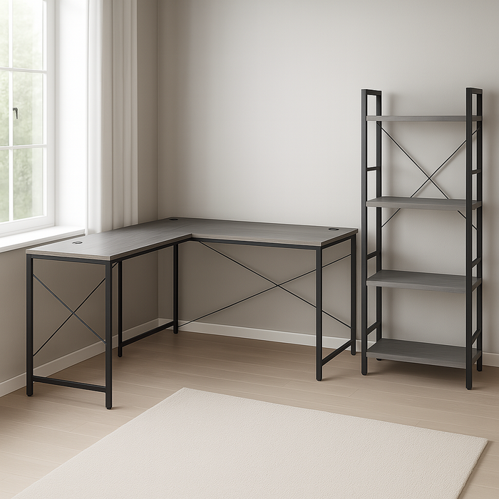 SET BRIM KANCELARIJSKI STOL SIVI + DOCK POLICA SIVA 118 CM