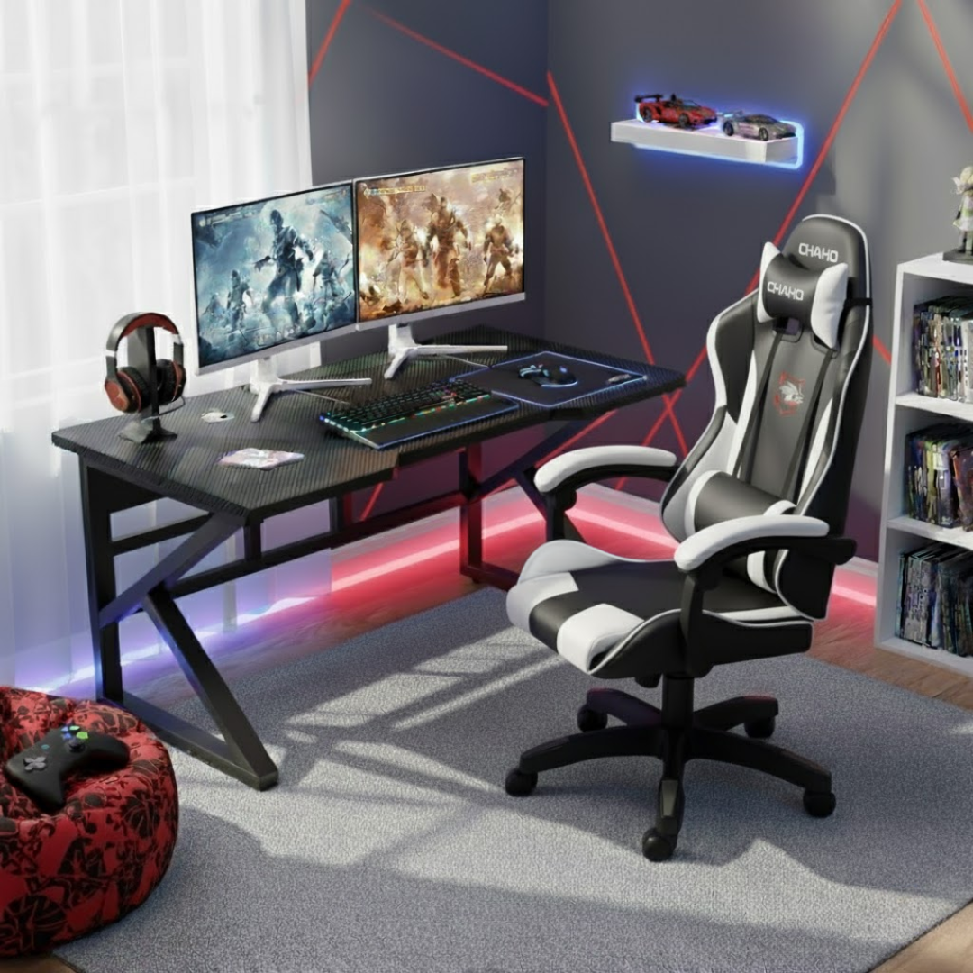 SET CHAHO MASAŽNA BIJELA STOLICA + CHADO GAMING STOL 100cm
