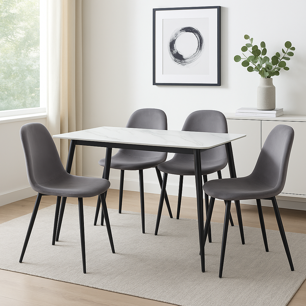 SET 4X NOVIA STOLICA SIVA + MERCADO TRPEZARIJSKI STOL