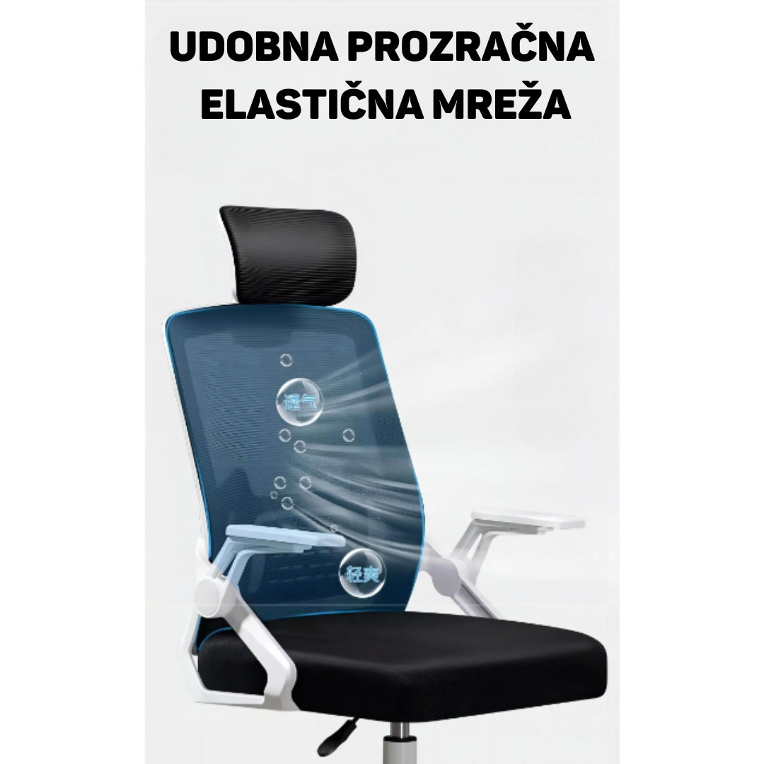 COMFORT ergonomska stolica s udobnim, prozračnim i elastičnim mrežastim naslonom, dizajniranim za optimalnu ventilaciju i dugotrajnu udobnost.