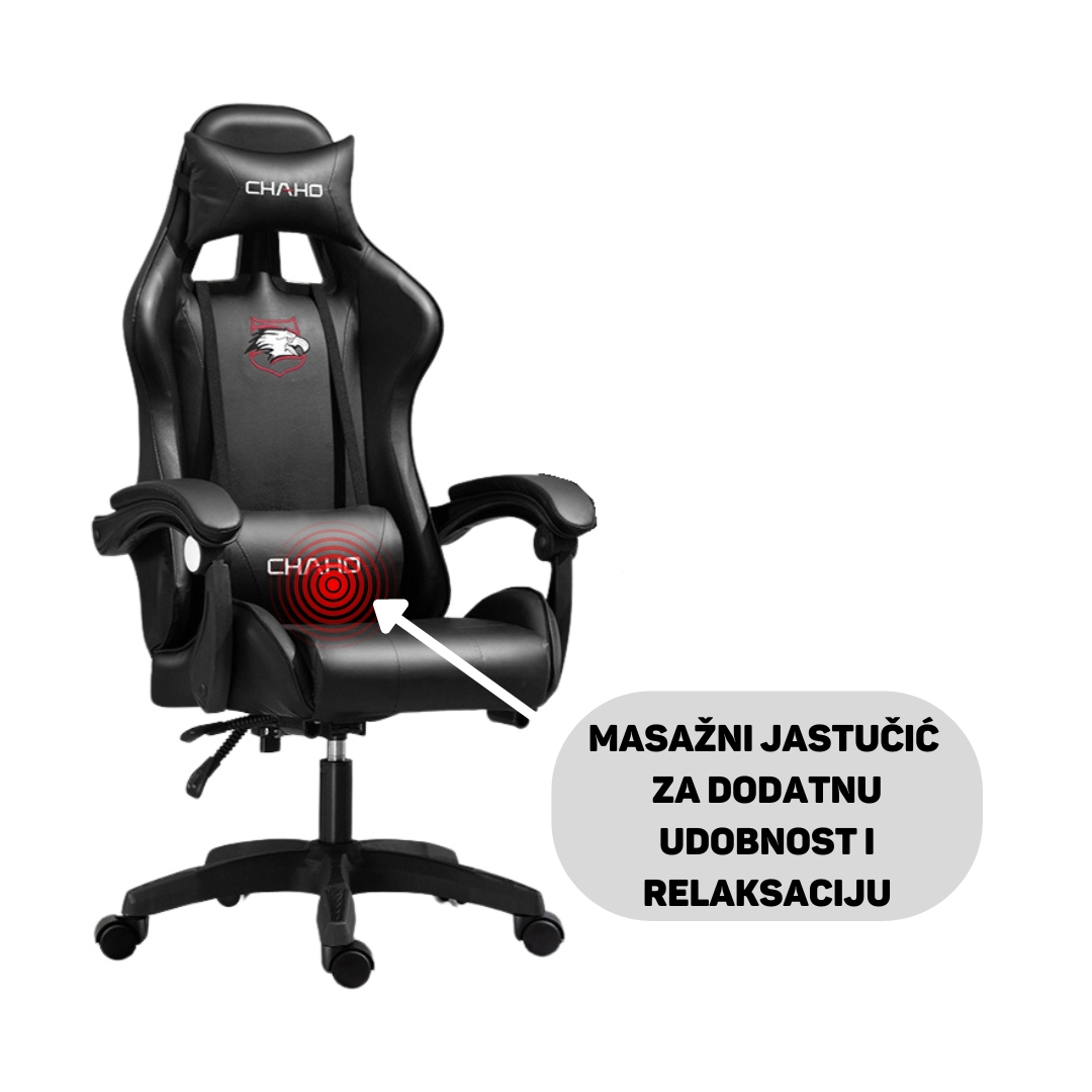 SET CHAHO MASAŽNA CRNA STOLICA + CHADO GAMING STOL 100cm