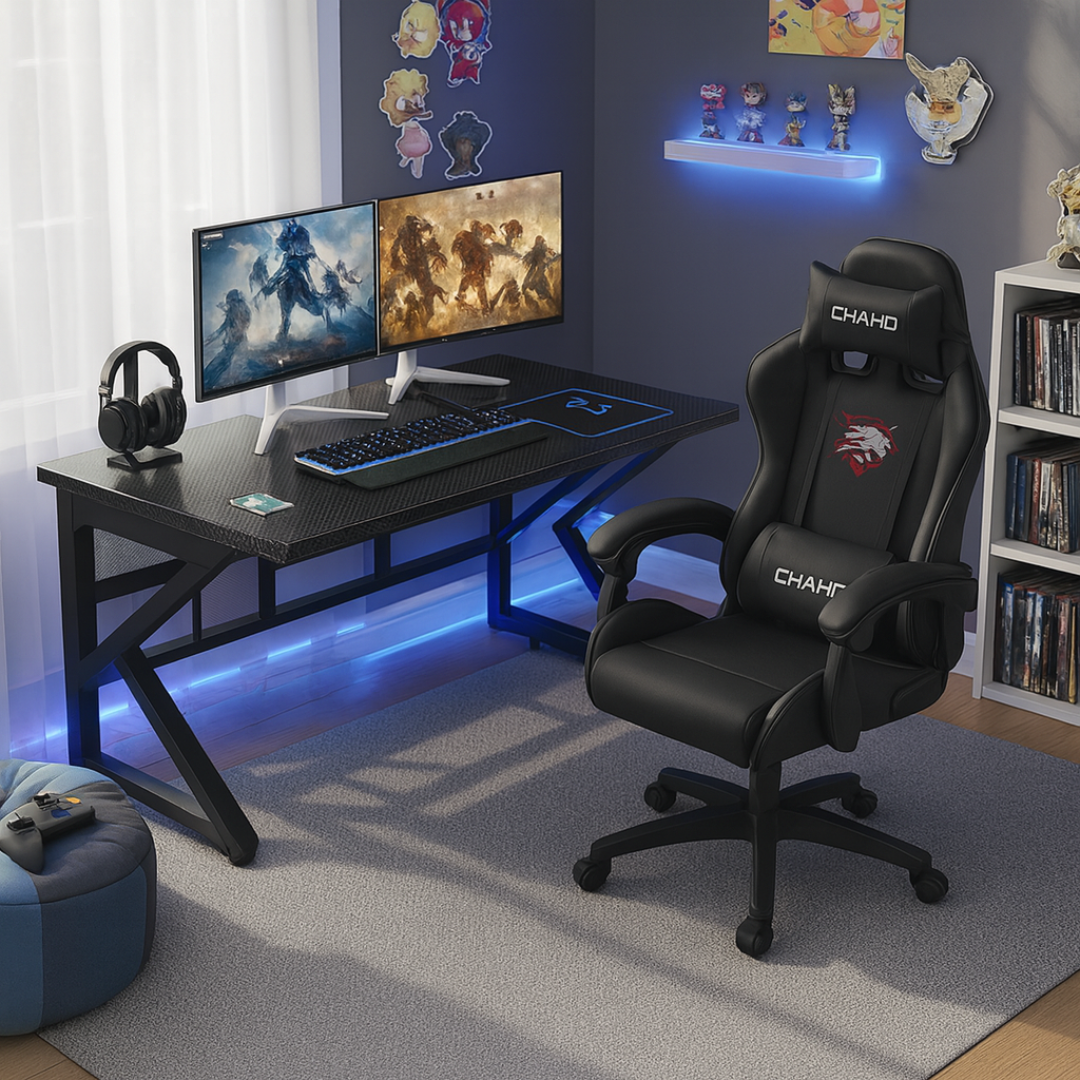 SET CHAHO MASAŽNA CRNA STOLICA + CHADO GAMING STOL 100cm