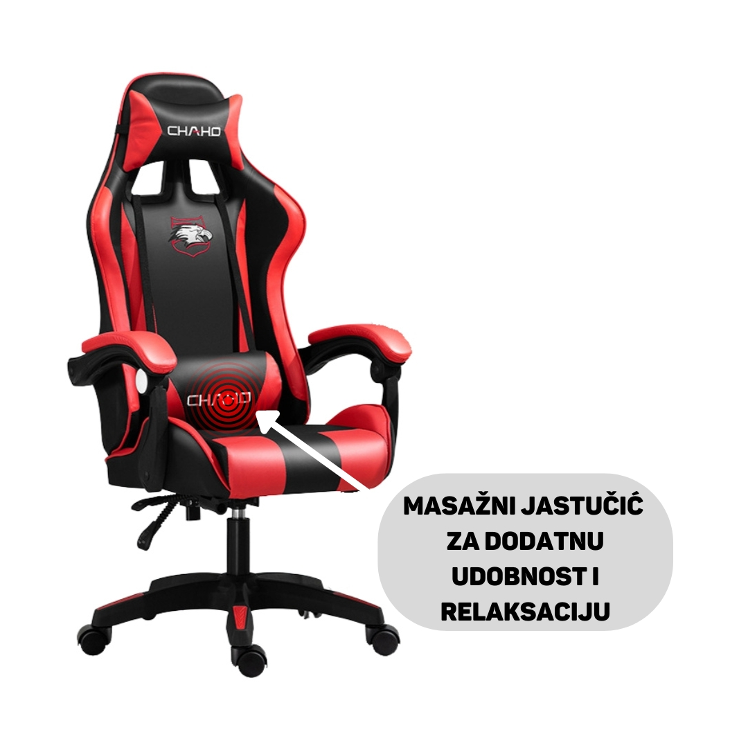 SET CHAHO MASAŽNA CRVENA STOLICA + CHADO GAMING STOL 100cm
