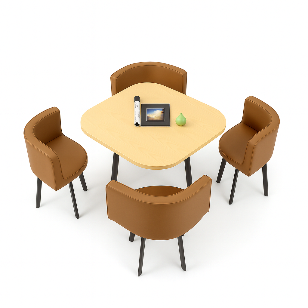 SKAYA SET 4X SMEĐA STOLICA PU + SMEĐI STOL