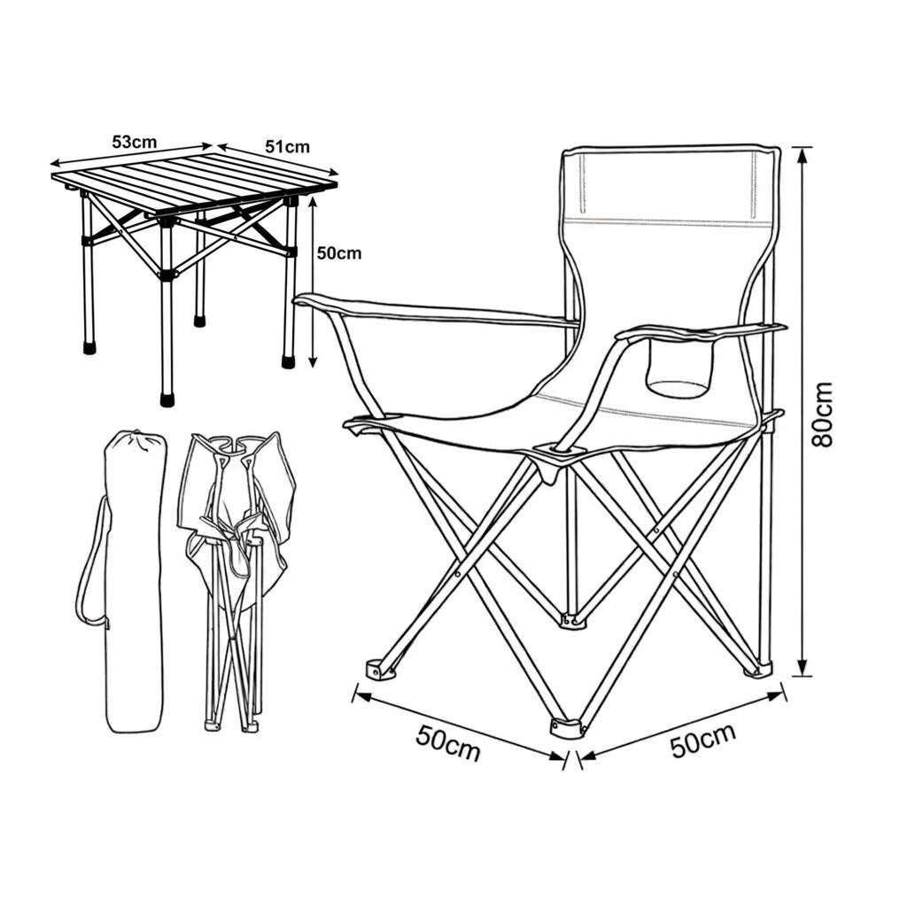 KAMPING COMBO - 2X PLAVA STOLICA + MALI STOL