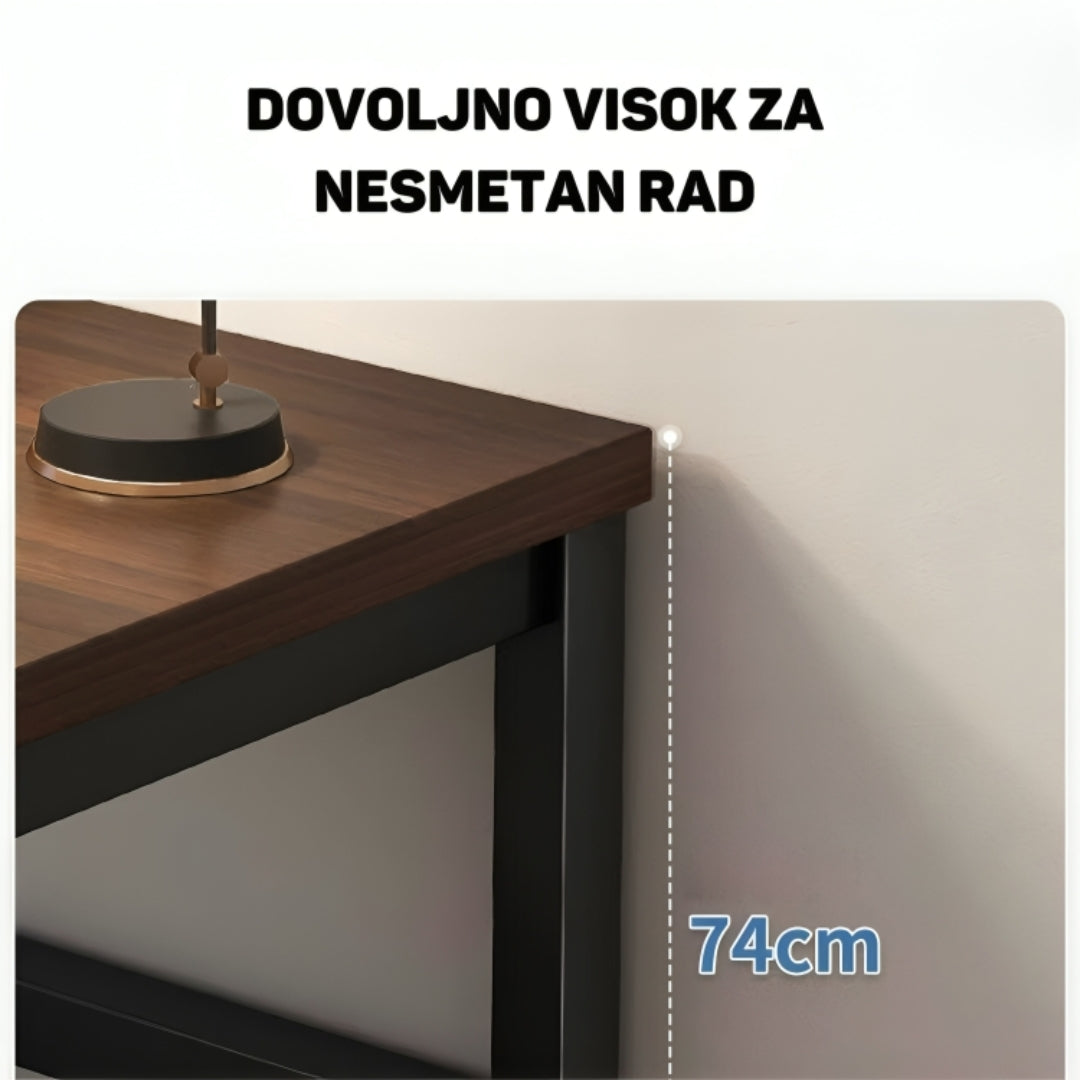 Visina od 74 cm kod EOS kancelarijskog stola pruža udoban položaj za rad i odgovara većini ergonomskih stolica.