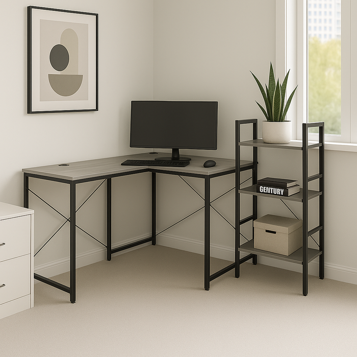 SET BRIM KANCELARIJSKI STOL SIVI + DOCK POLICA SIVA 84 CM