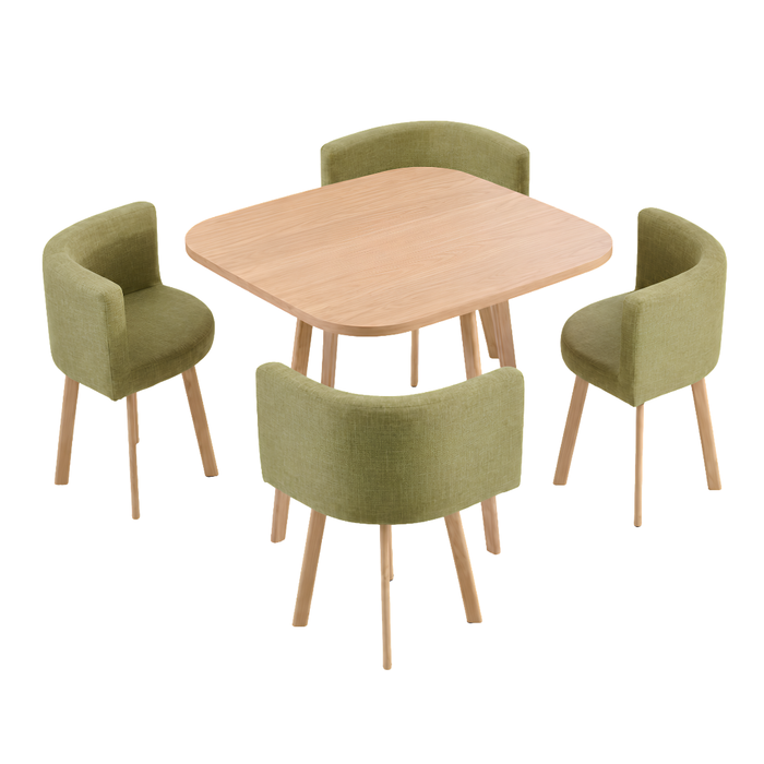 FURNIQ SET 4X ZELENA STOLICA PLATNO + SMEĐI STOL