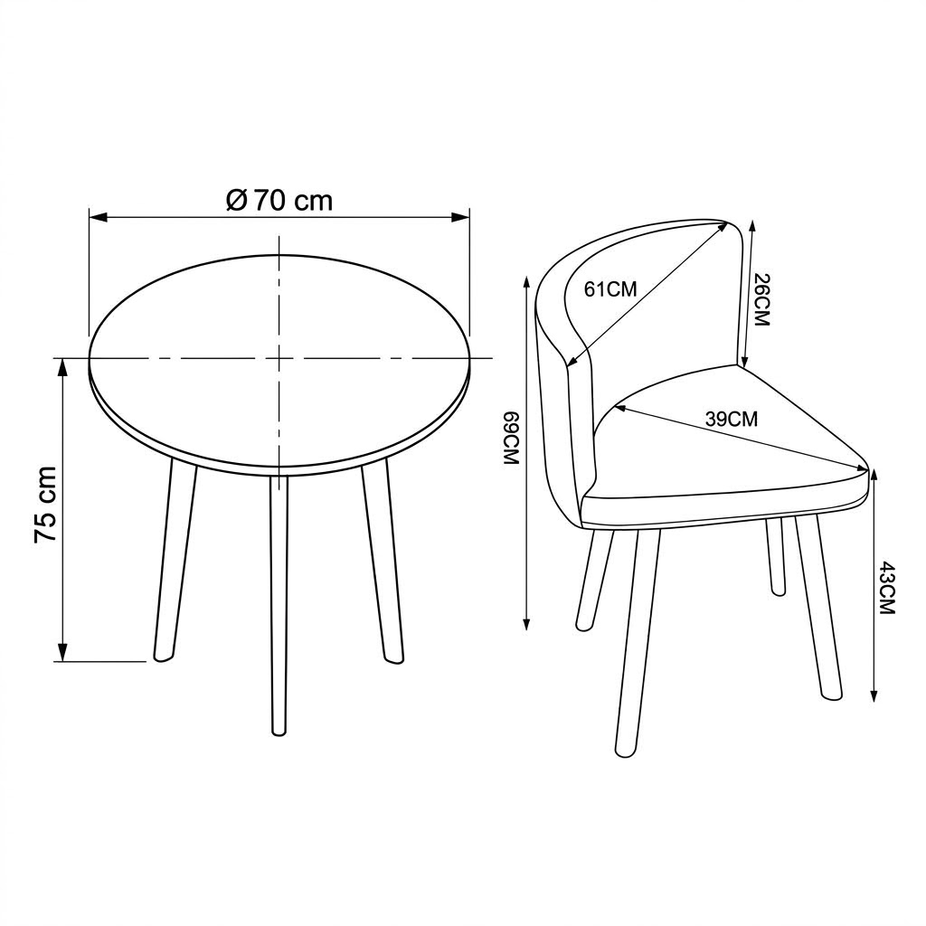 VLADI SET 4X SVJETLO SIVA STOLICA PU + BIJELI STOL