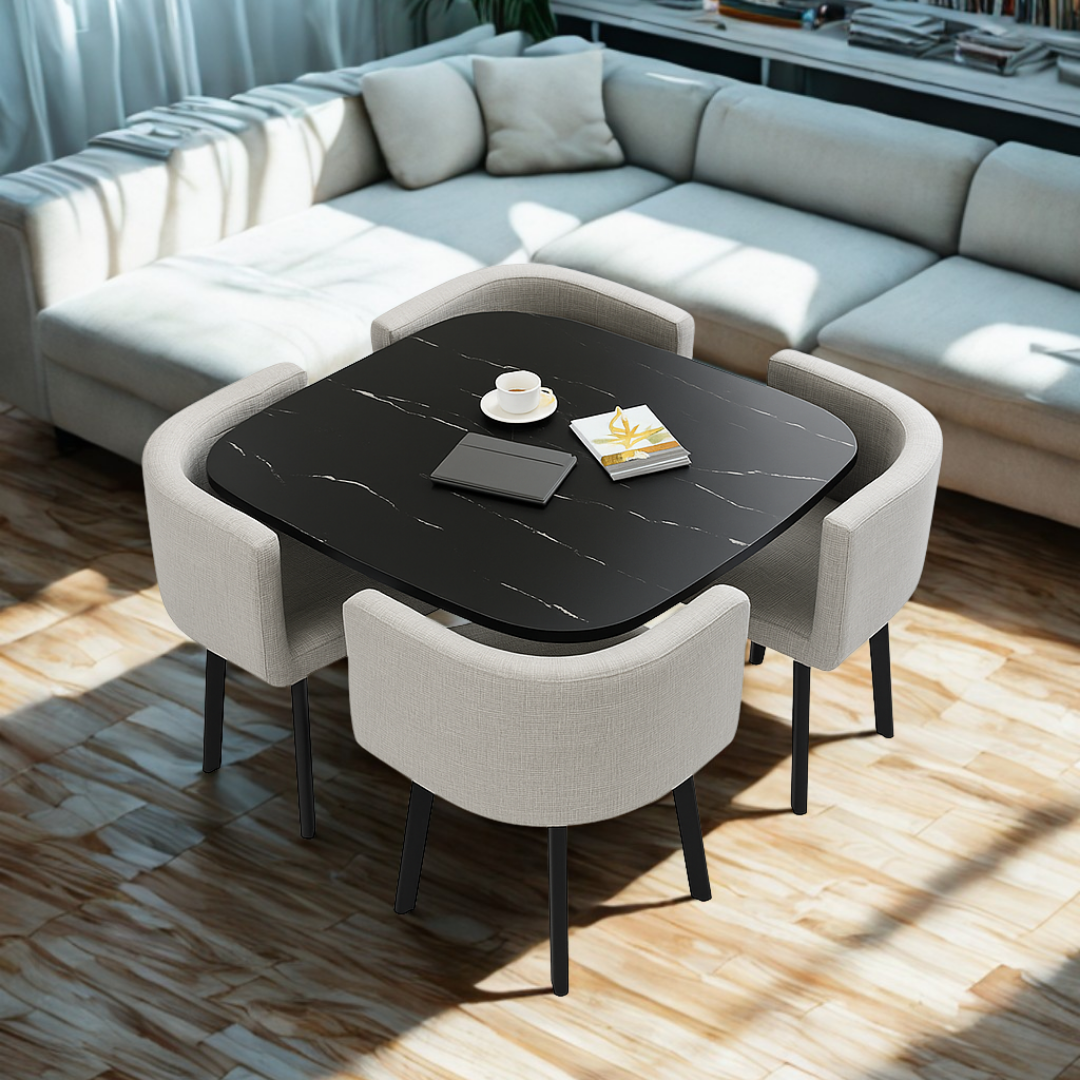 SKAYA SET 4X SVJETLO SIVA STOLICA PLATNO + CRNI KAMENI