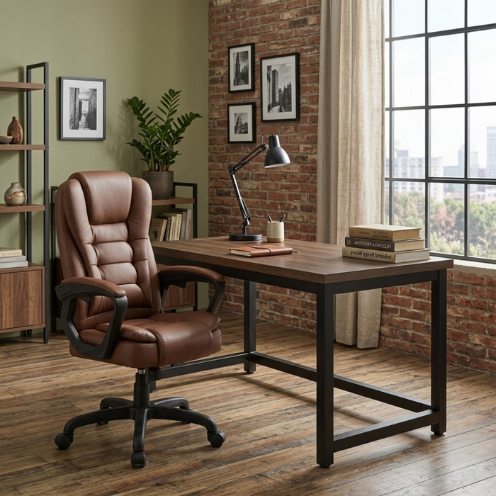 SET EOS KANCELARIJSKI STOL 100x60 CRNI + MIRAGE KANCEALRIJSKA STOLICA YT-809 PU SMEĐA