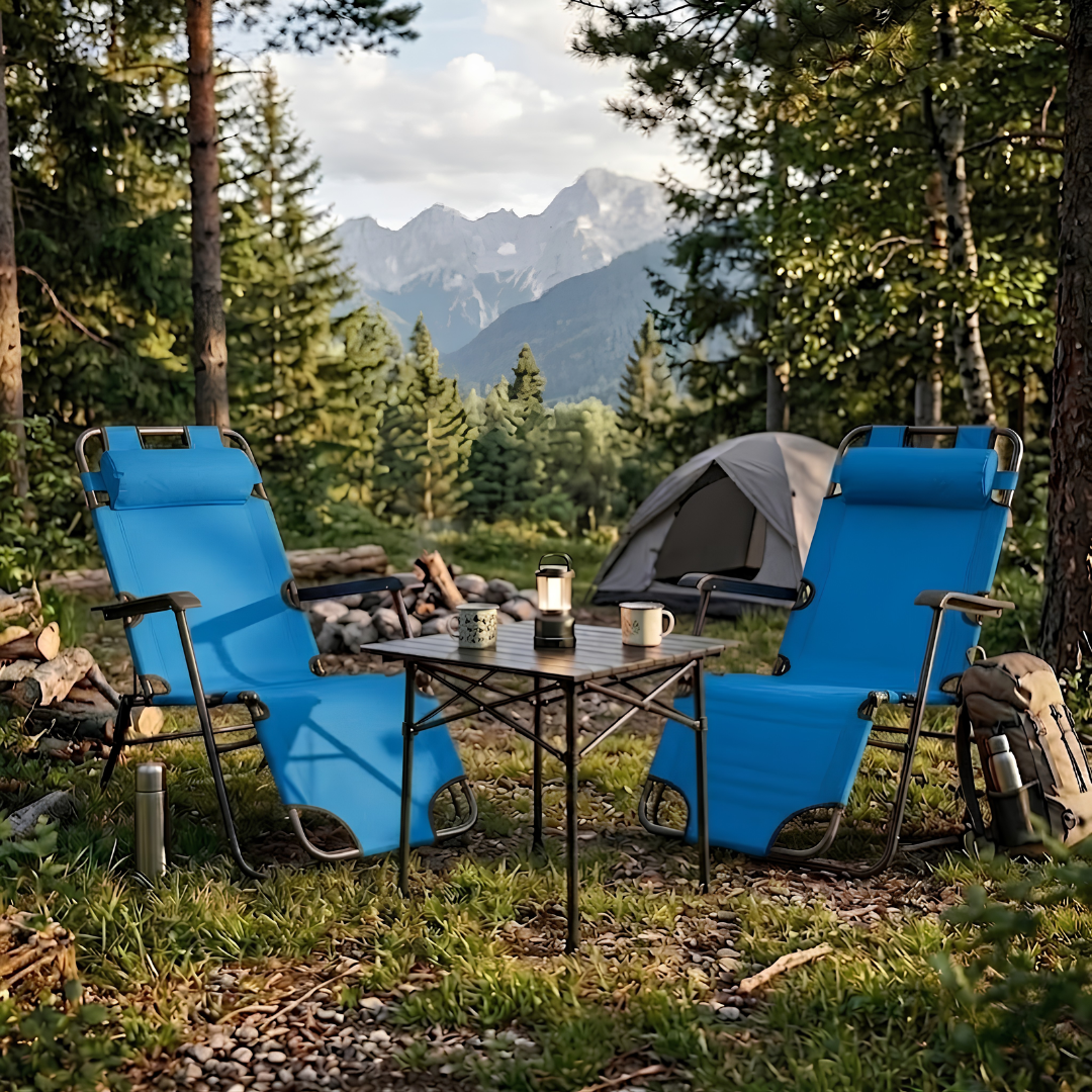 KAMPING COMBO - 2X PLAVA LEŽALJKA + GRATIS MALI STOL