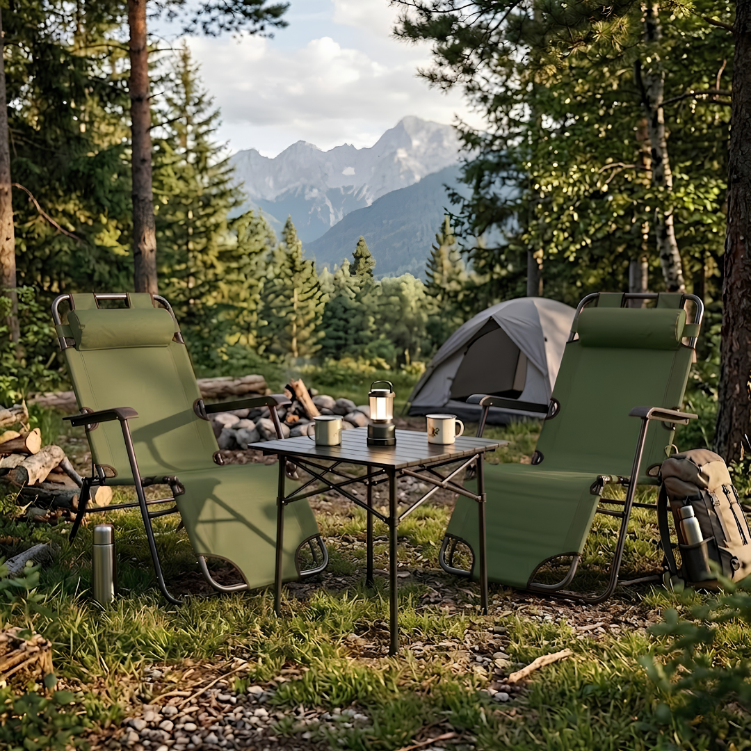 KAMPING COMBO - 2X ZELENA LEŽALJKA + GRATIS MALI STOL