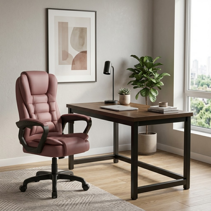 SET EOS KANCELARIJSKI STOL 100x60 CRNI + MIRAGE KANCEALRIJSKA STOLICA YT-809 PU ROZA