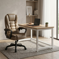 SET EOS KANCELARIJSKI STOL 100x60 BIJELI + MIRAGE KANCEALRIJSKA STOLICA YT-809 PU KHAKI