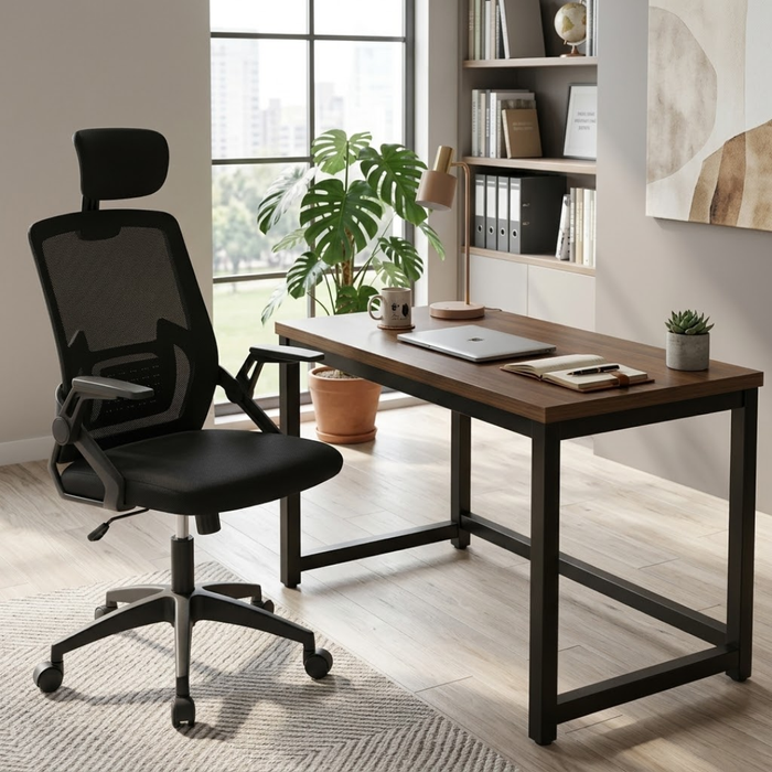 SET EOS KANCELARIJSKI RADNI STOL CRNI + COMFORT ergonomska stolica YT-588 CRNA-CRNA