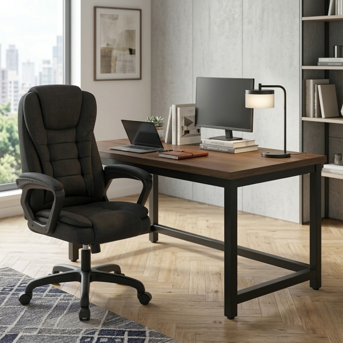 SET EOS KANCELARIJSKI STOL 100x60 CRNI + MIRAGE KANCEALRIJSKA STOLICA YT-809 PLATNO CRNA