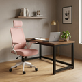 SET EOS KANCELARIJSKI RADNI STOL CRNI + COMFORT ergonomska stolica YT-588 BIJELA-ROZA