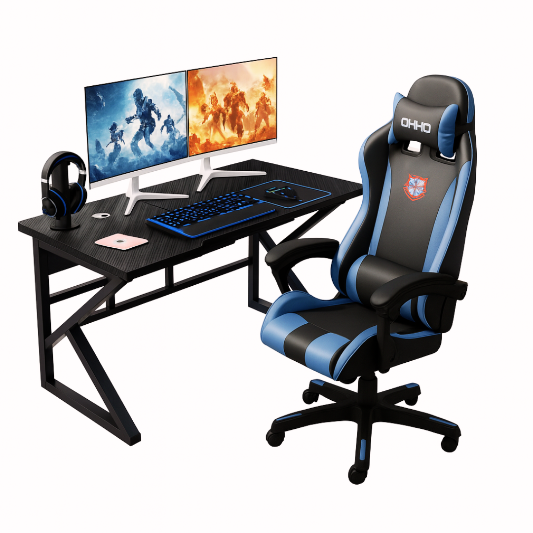 SET CHAHO MASAŽNA PLAVA STOLICA + CHADO GAMING STOL 100cm