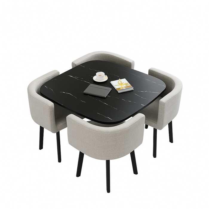 SKAYA SET 4X SVJETLO SIVA STOLICA PLATNO + CRNI KAMENI