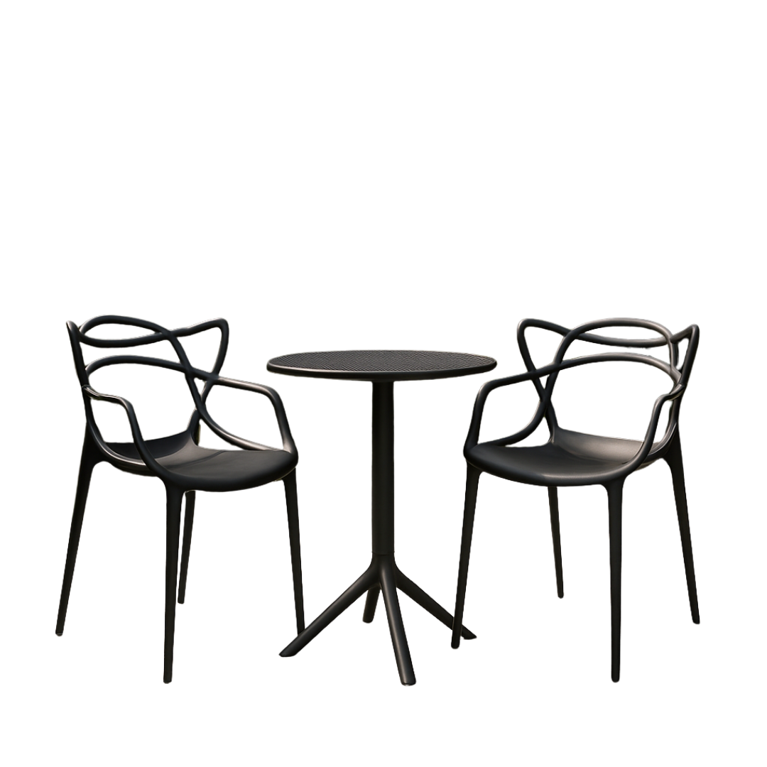 BASTENSKI SET ZEVA STOL + 2X RUNE STOLICA CRNA