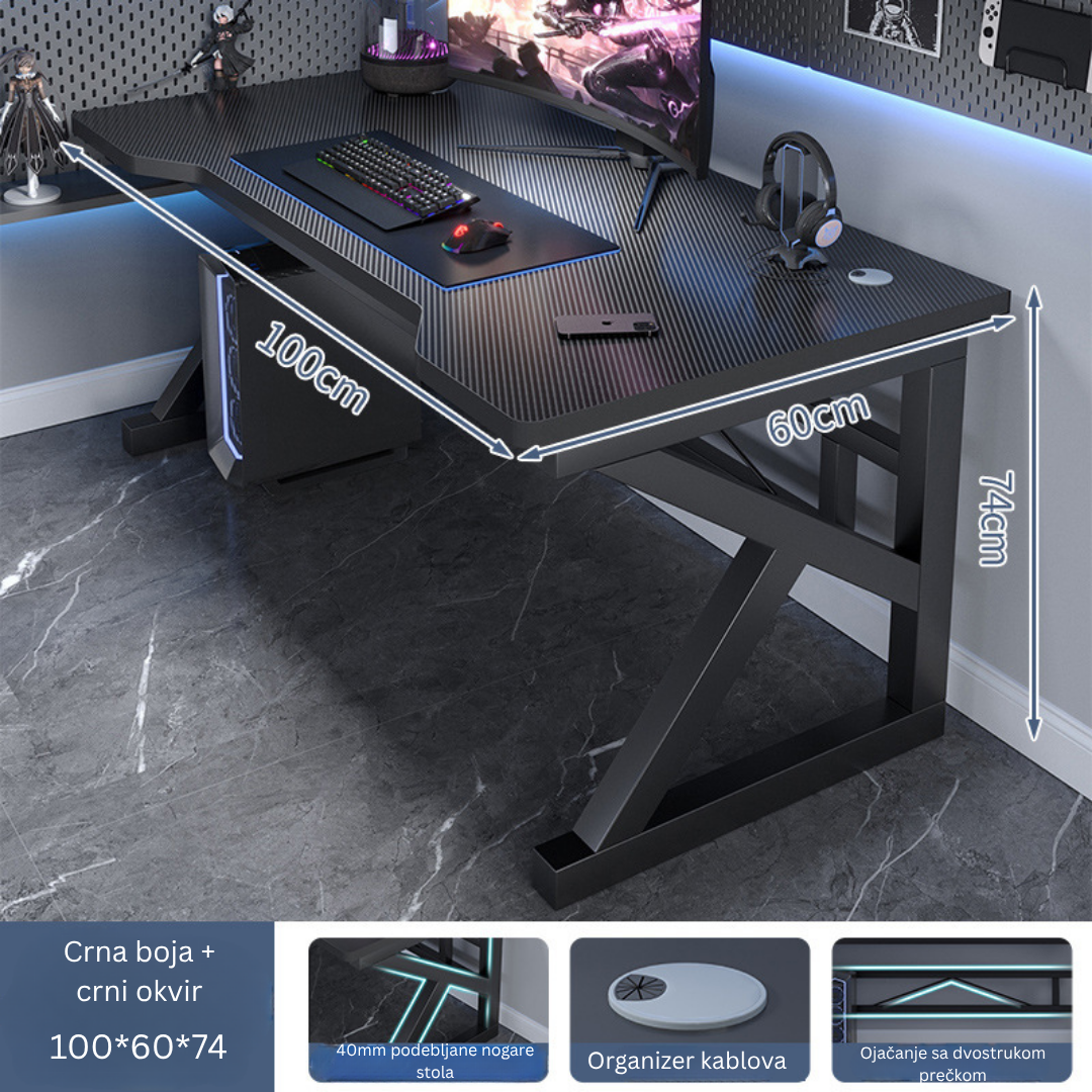 SET CHAHO MASAŽNA CRNA STOLICA + CHADO GAMING STOL 100cm