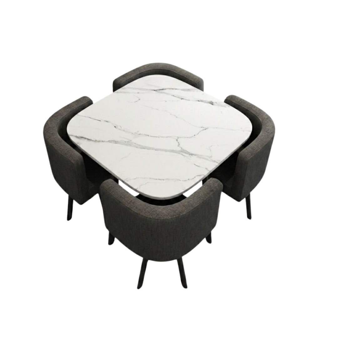 SKAYA SET 4X CRNA STOLICA PLATNO + BIJELI STOL