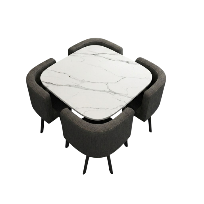 SKAYA SET 4X CRNA STOLICA PLATNO + BIJELI STOL
