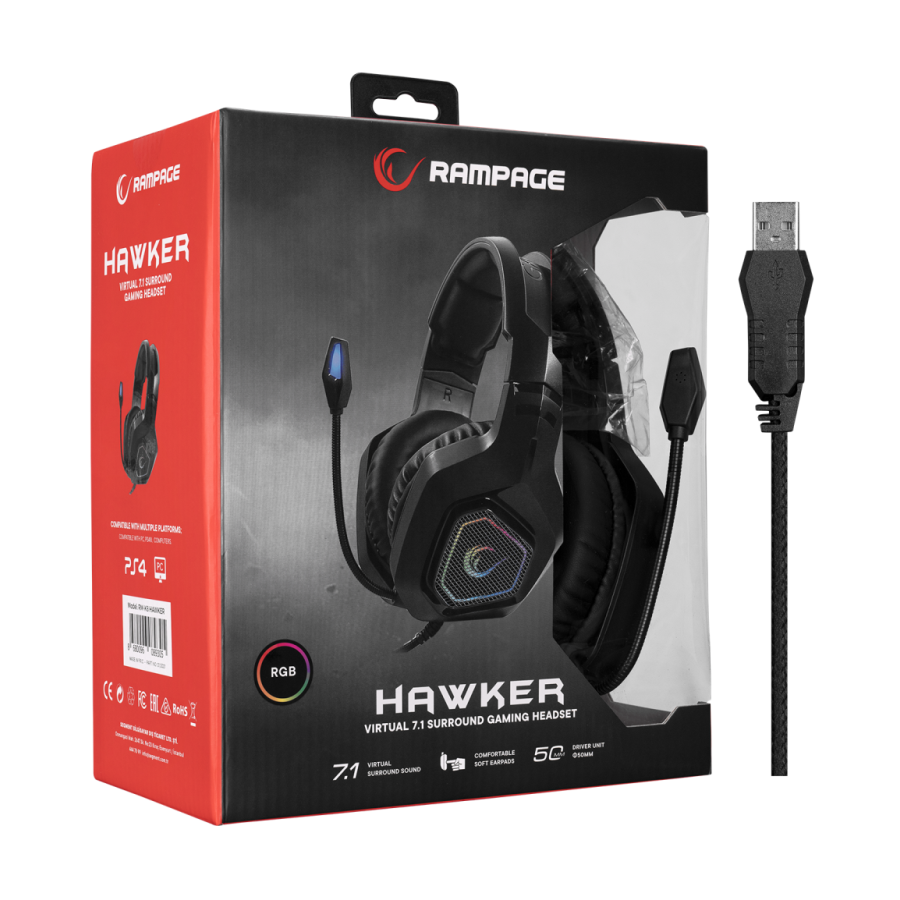 Slušalice Rampage RM-K8 Hawker Black USB 7.1